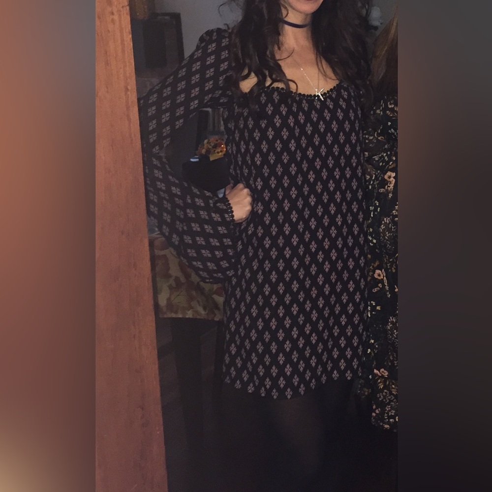 Olivaceous Black Patterned Women's Dress
